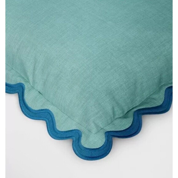 20”x20” Green Scalloped Square Outdoor Throw Pillow – Threshold Patio Cushion - Picture 3 of 6